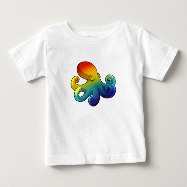 Kraken mit Regenbogen Baby T-shirt (Vorderseite)