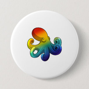 Kraken mit Regenbogen Button