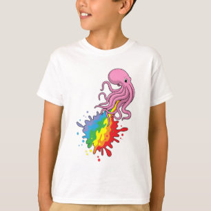 Kraken mit Regenbogen T-Shirt
