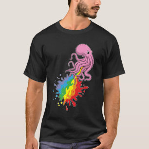 Kraken mit Regenbogen T-Shirt