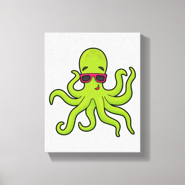 Kraken mit Sonnenbrille Leinwanddruck (Vorderseite)