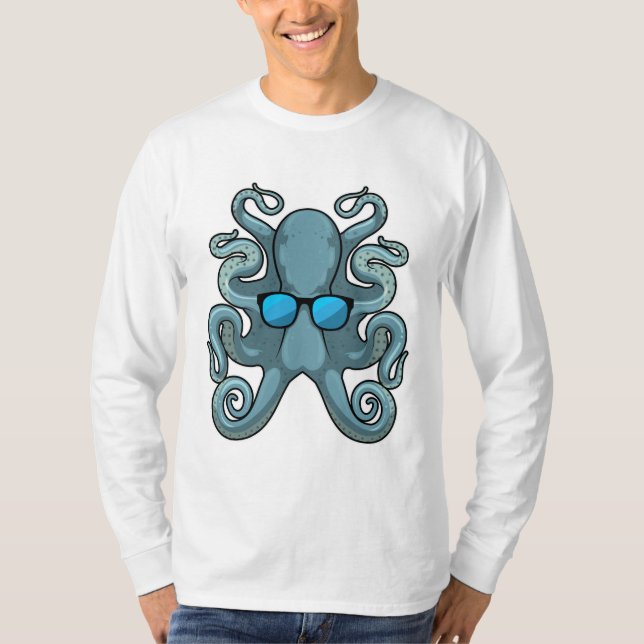 Kraken mit Sonnenbrille T-Shirt (Vorderseite)