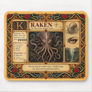 Kraken, mittelalterliche Bestiary-Kunst Mousepad