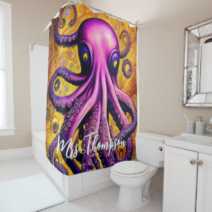 Kraken Octopus mit Personalisiertem Namen Duschvorhang