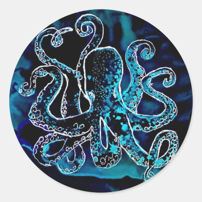 Kraken Octopus unter dem Meer Runder Aufkleber (Vorderseite)