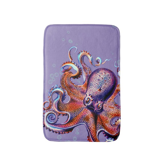 Kraken Orange und Lila Badematte (Vorderseite Vertikal)