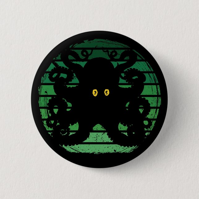 Kraken Retro Green Water Button (Vorderseite)