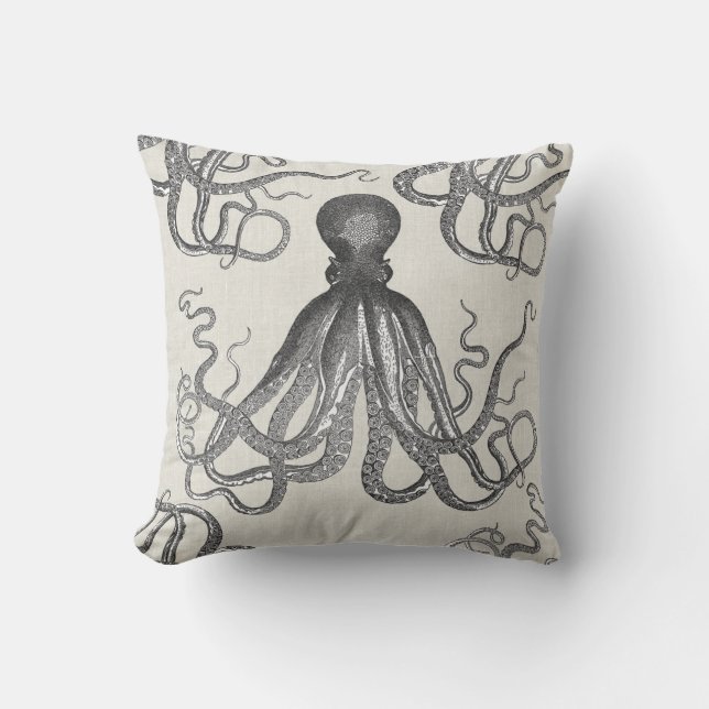 Kraken - schwarze riesige Krake/Cthulhu Kissen (Vorderseite)