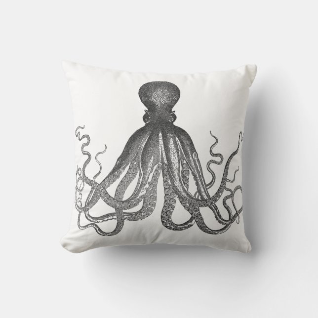 Kraken - Schwarzer Riesenoktopus / Cthulu Kissen (Vorderseite)