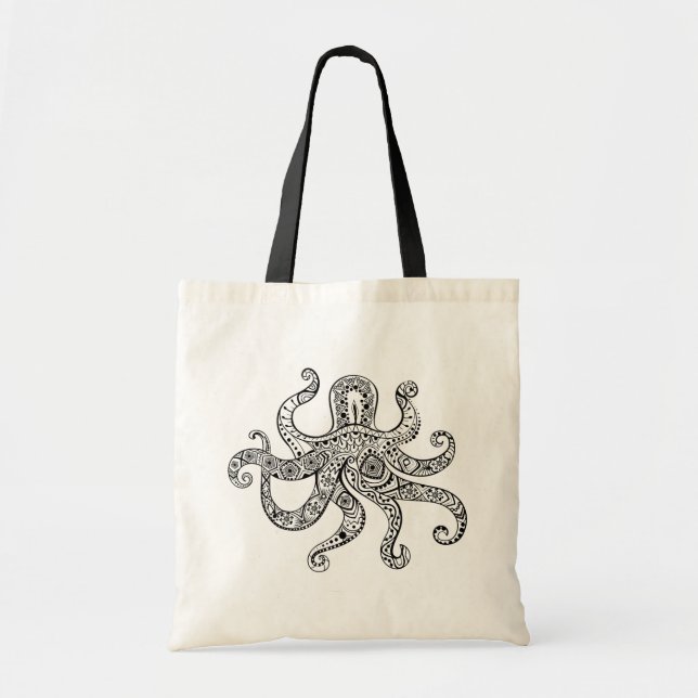 Kraken-Schwarzzeilendarstellung Tragetasche (Vorne)