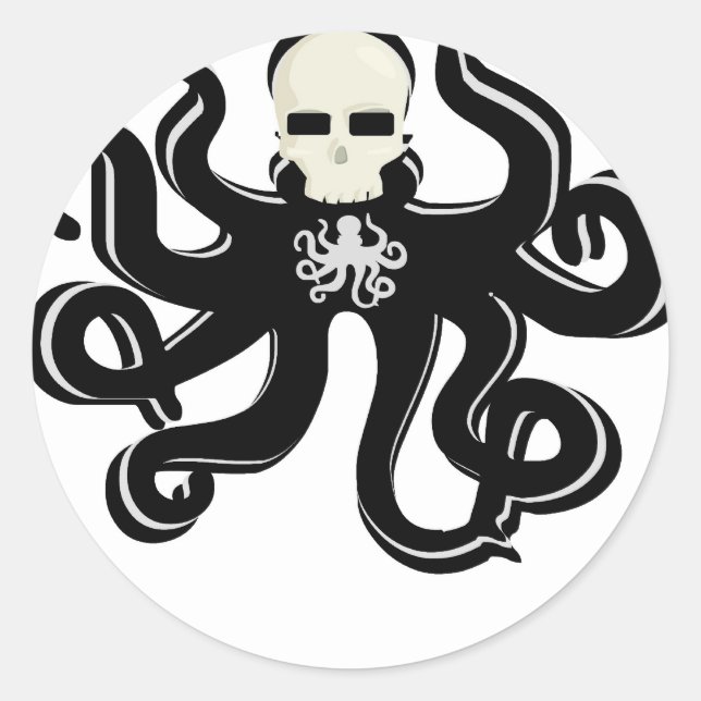KRAKEN SKULL TATTOO ART DRUCKEN RUNDER AUFKLEBER (Vorderseite)