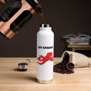 Kraken-Spaß Retro-Rot-Oktopus-Cartoon Trinkflasche