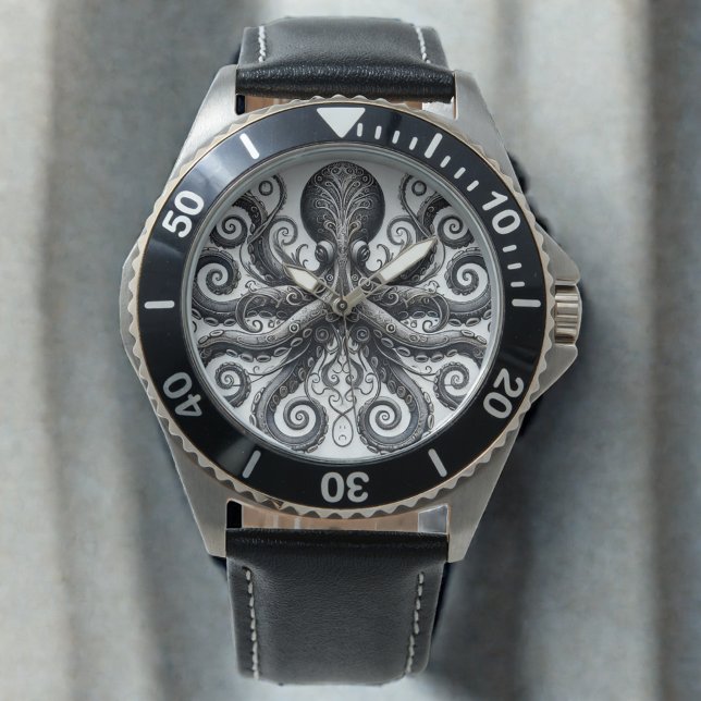 Kraken Steampunk Octopus Verziert Black Armbanduhr (Von Creator hochgeladen)