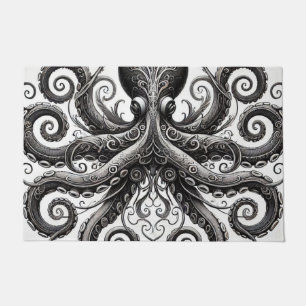 Kraken Steampunk Octopus Verziert Black Fußmatte