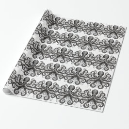 Kraken Steampunk Octopus Verziert Black Geschenkpapier