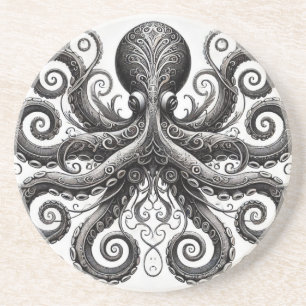 Kraken Steampunk Octopus Verziert Black Getränkeuntersetzer