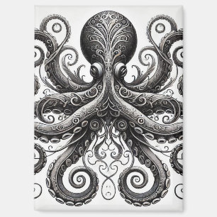 Kraken Steampunk Octopus Verziert Black Magnet