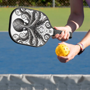 Kraken Steampunk Octopus Verziert Black Pickleball Schläger