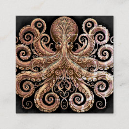 Kraken Steampunk Octopus Verziert Gold und Black Quadratische Visitenkarte