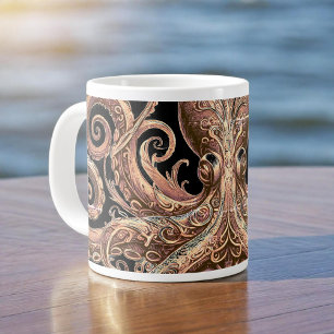 Kraken Steampunk Oktopus Verziert in Gold und Schw Jumbo-Tasse