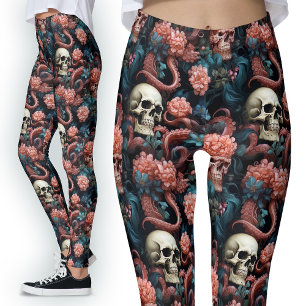 Kraken Tentakel und Totenköpfe Alternative Gothic Leggings