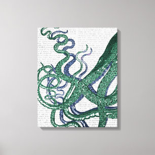 Kraken-Tentakeln Grün und Blau Leinwanddruck