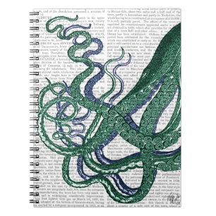 Kraken-Tentakeln Grün und Blau Notizblock