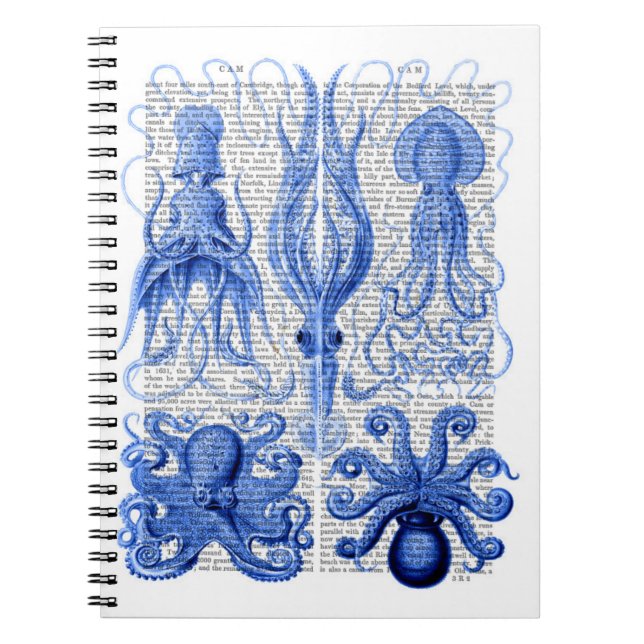 Kraken und Tintenfisch Blau Notizblock (Vorderseite)
