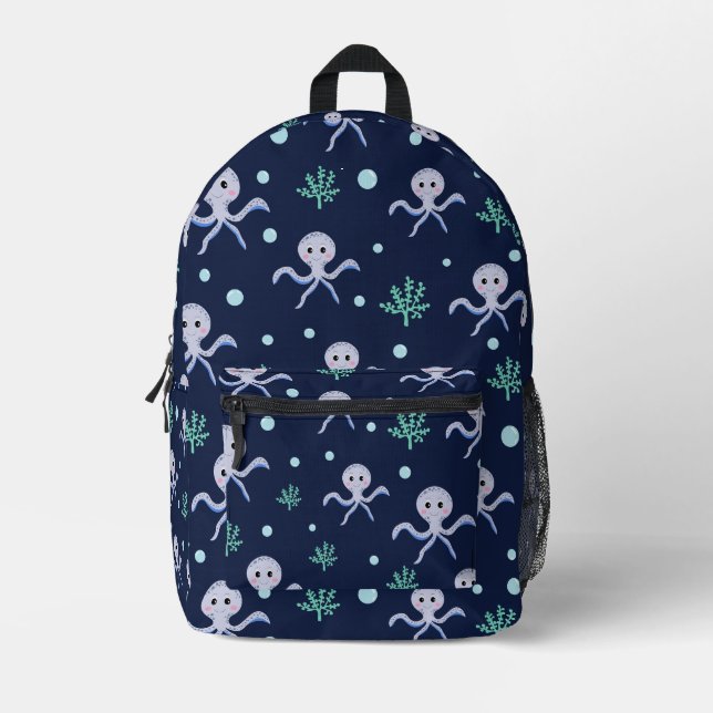 Kraken unter dem Meereskidsmuster Bedruckter Rucksack (Vorderseite)
