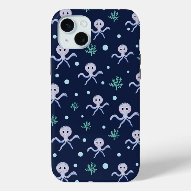Kraken unter dem Meereskidsmuster Case-Mate iPhone Hülle (Rückseite)