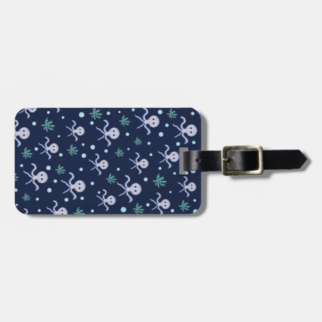 Kraken unter dem Meereskidsmuster Gepäckanhänger (Vorderseite horizontal)