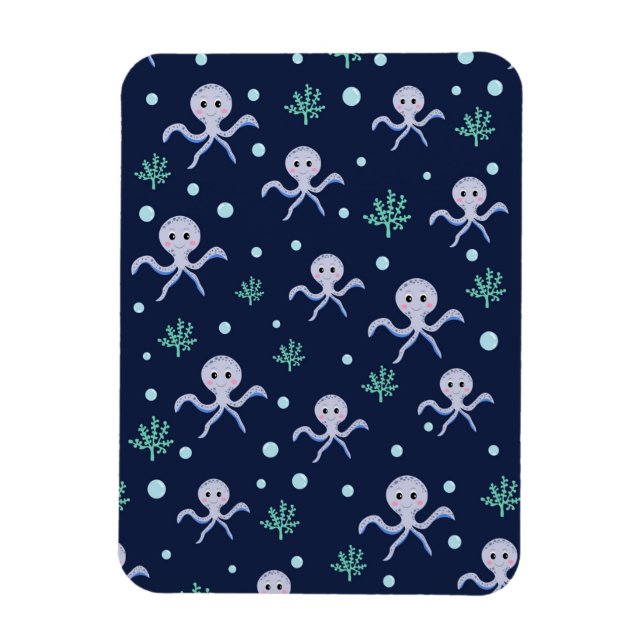 Kraken unter dem Meereskidsmuster Magnet (Vertikal)