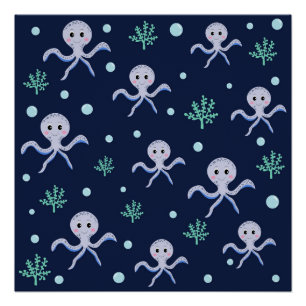 Kraken unter dem Meereskidsmuster Poster