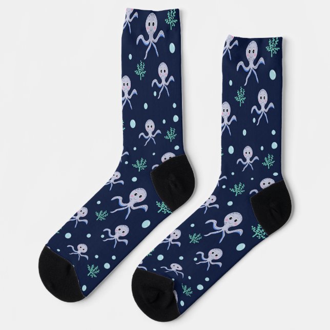 Kraken unter dem Meereskidsmuster Socken (Linkes Detail)