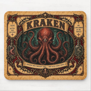 Kraken, Vintage-Zirkus-Monster Mousepad