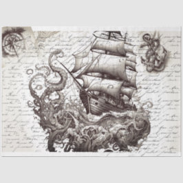 Kraken vs. Pirat nautical theme Seidenpapier