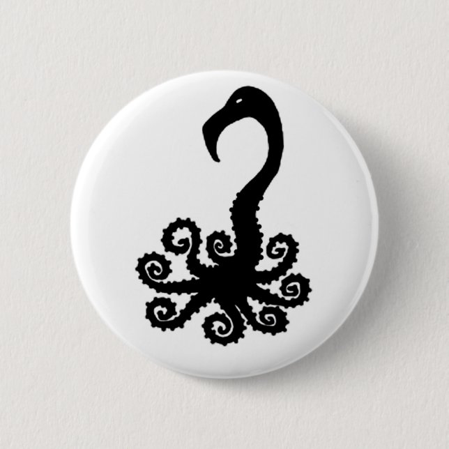Krakenflamingo-Spaßkombinations-Tier-Cartoon Button (Vorderseite)