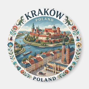 Kraków Altstadt und Wawel-Schloss Polen Magnet