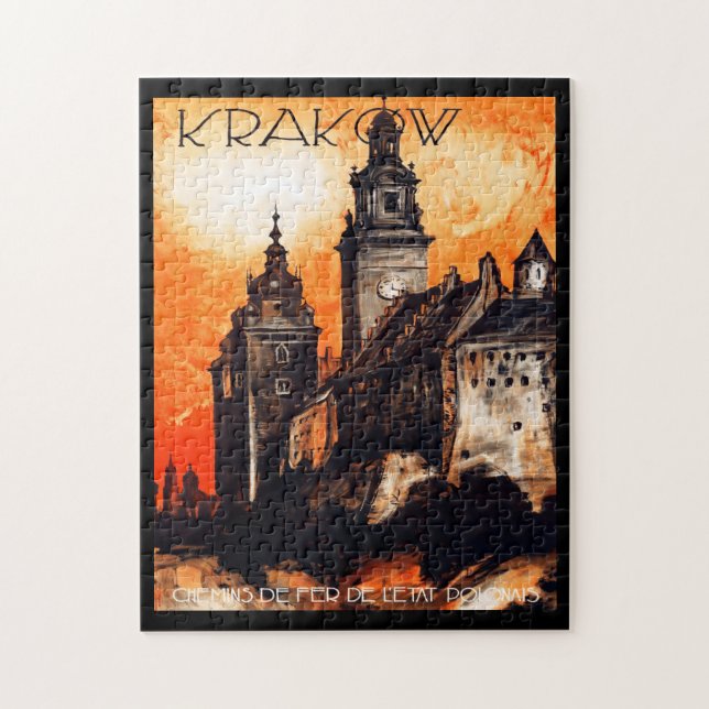 Krakow Poland Travel Poster Puzzle (Vertikal)