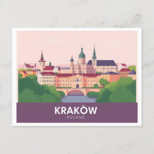 Kraków Polen Pastellreise - Schloss Wawel Postkarte