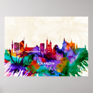 Krakow Skyline Poster