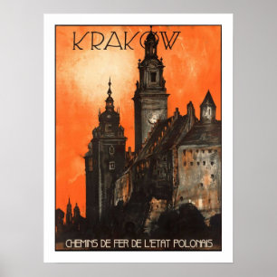 Krakow Vintage Travel Poster