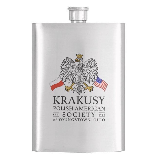 Krakusy Polnisch American Society Flask Flachmann (Vorderseite)