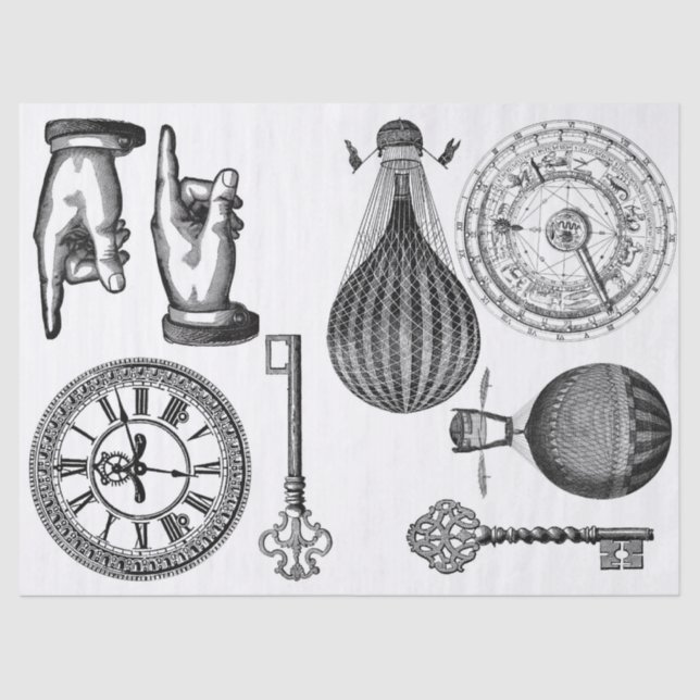 Kram-Zeitschrift Steampunk Element-Blatt Seidenpapier (Vorderseite)