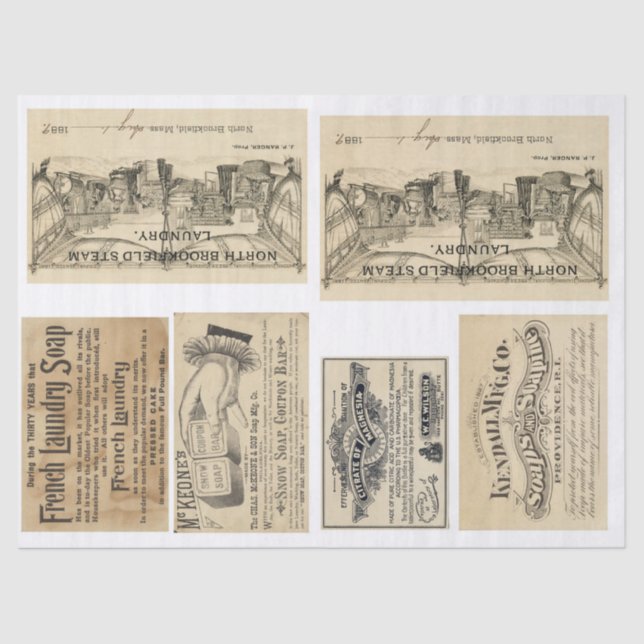 Kram-Zeitschriften-Elemente Decoupage Papier (Vorderseite)