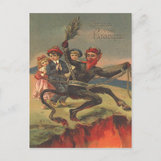 Krampf, schlechte Kinder zur Hölle zu bringen Postkarte (Vorderseite)