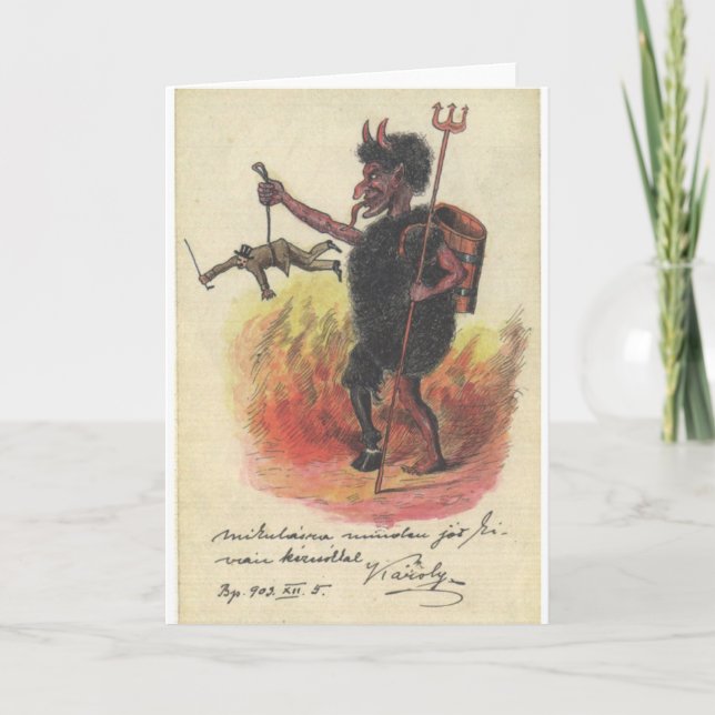 Krampus Anmerkungs-Karte Feiertagskarte (Vorderseite)