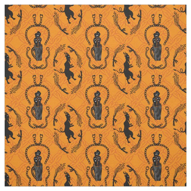 Krampus auf Orange Stoff (Muster)