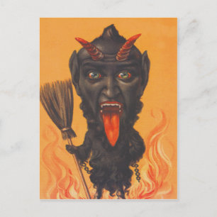 Krampus Besen Hölle Ketten Postkarte