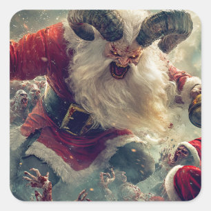 Krampus besiegt Zombies Quadratischer Aufkleber